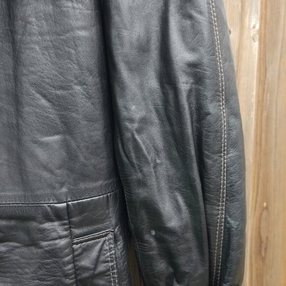 Montreal Leather Trench Coat Men's Size 42 Large Black Y2K The Matrix Blanket - Picture 9 of 10